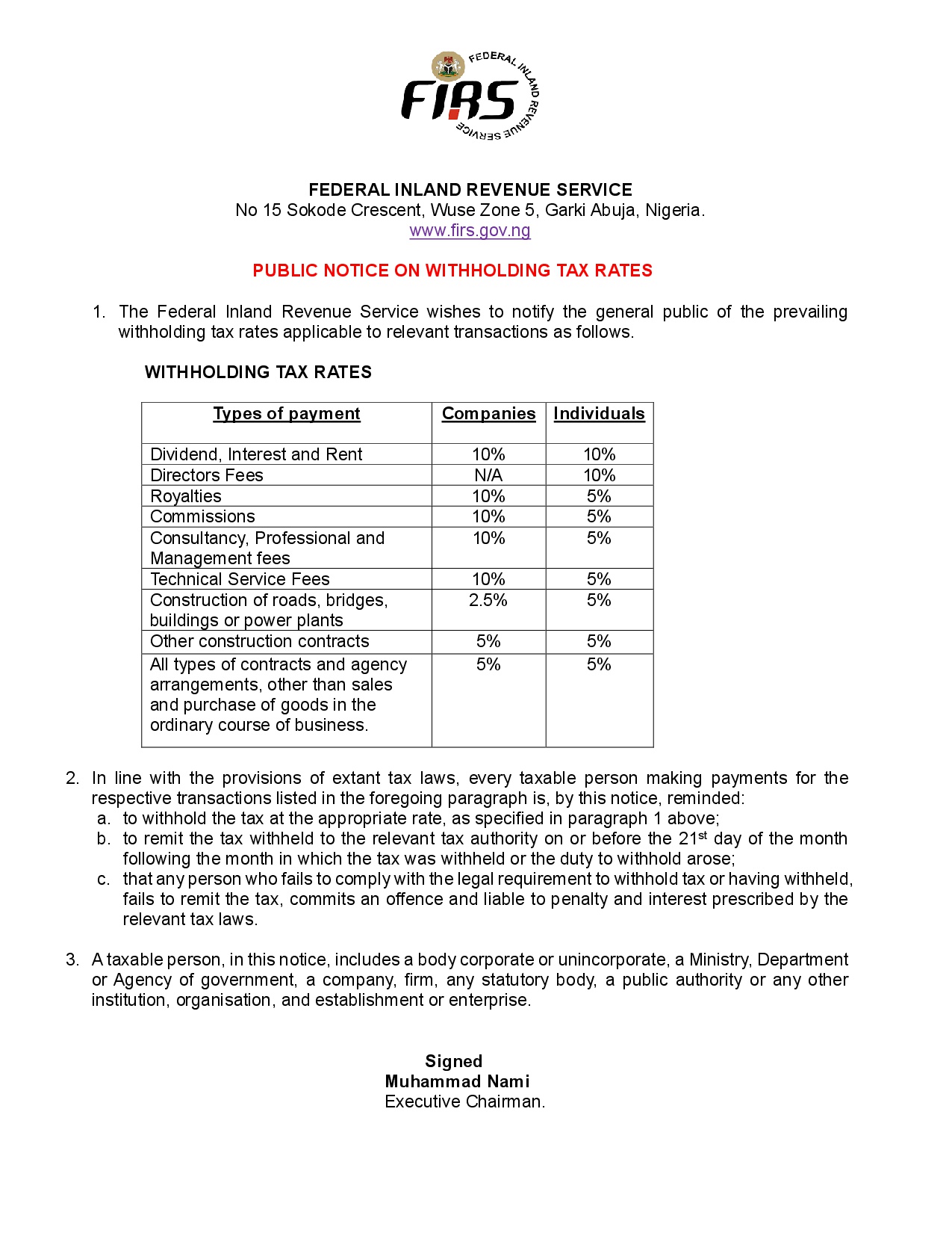 Understanding FIRS Withholding Tax in Nigeria