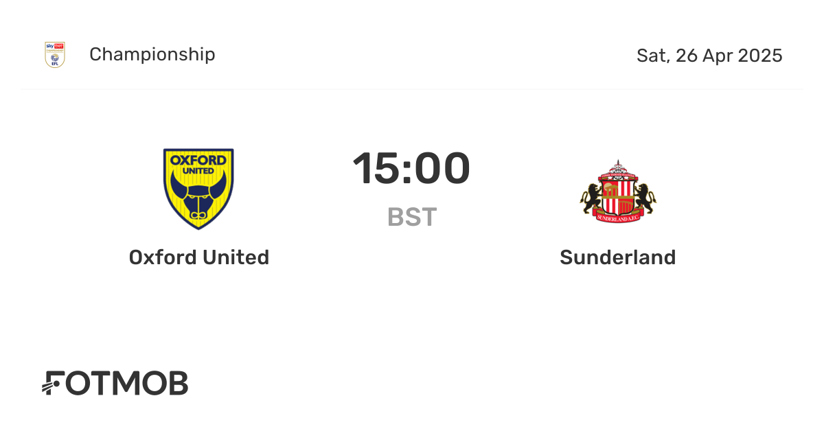 Oxford Utd vs Sunderland: A Key Clash in the League